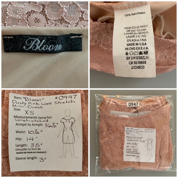 🔥5/$20🔥 “Bloom” Dusty Pink Stretch Lace Mini Dress.size XS - Picture 10 of 11